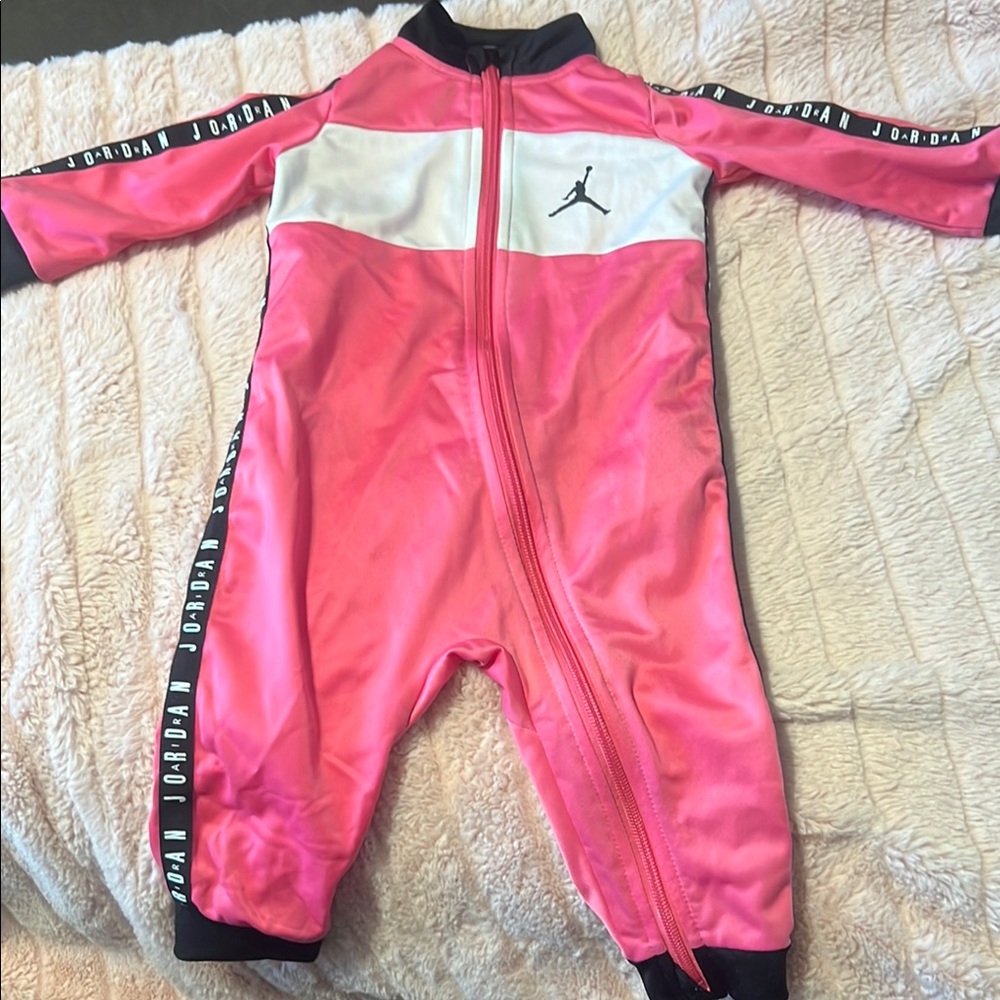 Jordan Kids Pink and Black One Piece Footie